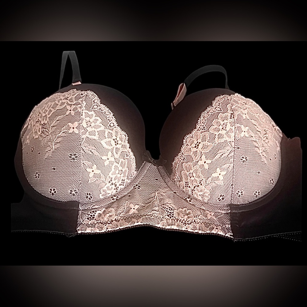 Gilligan & Omalley Bra 38B NWT Black&Lt Pink Molded Cups Wide band Fullcoverage - Picture 5 of 10